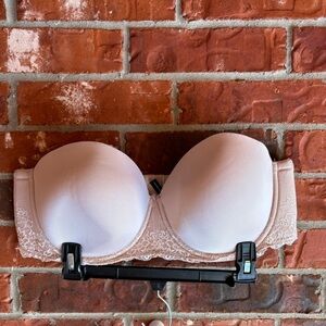 Torrid Curves Womens 44D Nude Beige Strapless Bra Lace Trim